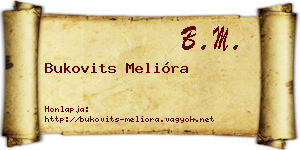Bukovits Melióra névjegykártya
